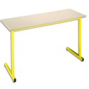 SODEMATUB Table scolaire biplace, hêtre , jaune - Dimensions : L130 x H74 x P50 cm, taille 3