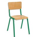 SODEMATUB Lot de 4 chaises scolaires Maxim, hêtre ,vert , assise 37 x 39 cm, taille 3