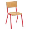 SODEMATUB Lot de 4 chaises scolaires Maxim, hêtre , rouge, assise 37 x 39 cm, taille 3