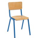 SODEMATUB Lot de 4 chaises scolaires Maxim, hêtre ,bleu, assise 37 x 39 cm, taille 3