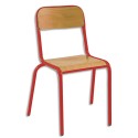 SODEMATUB Lot de 4 chaises scolaires Alexis, hêtre , rouge, assise 35 x 36 cm, taille 3