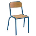 SODEMATUB Lot de 4 chaises scolaires Alexis, hêtre , bleu, assise 35 x 36 cm, taille 3