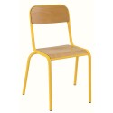 SODEMATUB Lot de 4 chaises scolaires Alexis, hêtre , jaune, assise 35 x 36 cm, taille 3