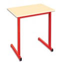SODEMATUB Table scolaire monoplace, hêtre , rouge - Dimensions : L70 x H74 x P50 cm, taille 4