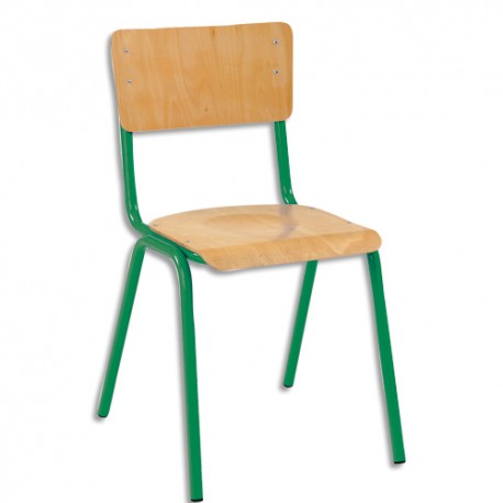 SODEMATUB Lot de 4 chaises scolaires Maxim, hêtre ,vert , assise 37 x 39 cm, taille 4