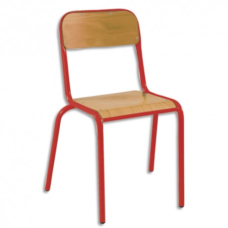 SODEMATUB Lot de 4 chaises scolaires Alexis, hêtre , rouge, assise 35 x 36 cm, taille 4