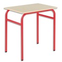 SODEMATUB Lot de 4 tables scolaires monoplace, hêtre , rouge - Dimensions : L70 x H74 x P50 cm, taille 5