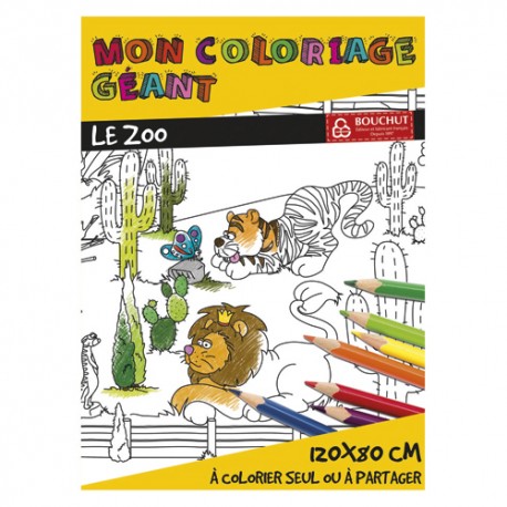 CBG Poster géant à colorier, format 80 x 120 cm, thème le zoo