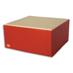 SUMO Pouf carré en mousse 60x60x30cm rouge/ beige