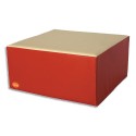 SUMO Pouf carré en mousse 60x60x30cm rouge/ beige