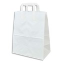 EMBALLAGE Paquet de 250 Sacs papier Kraft recyclé Blanc, 70g, 8 kg, poignées plates - L22 x H28 x P11 cm