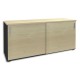 SIMMOB Crédence à portes coulissantes Steely Erable carbone en bois - Dimensions : L160 x H72 x P47 cm