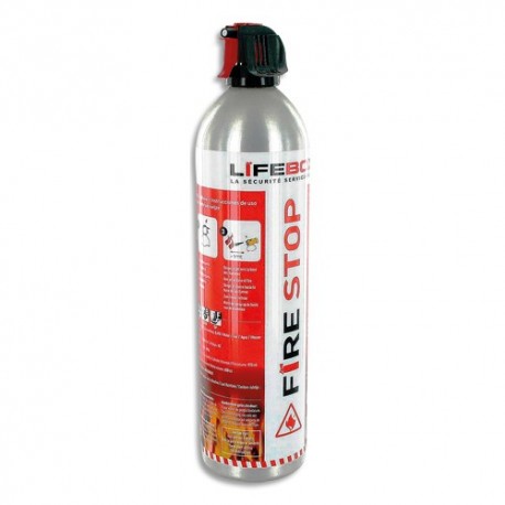 LIFEBOX Aérosol 0,73 kg Fire Stop 600CC eau et mousse, 5A 21B 5F, jet 3m, 11 bars, tous types de feux