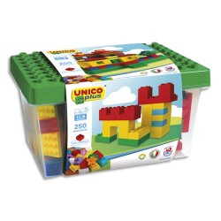 UNICO Baril de 250 briques de constructions en ABS formes et couleurs assorties