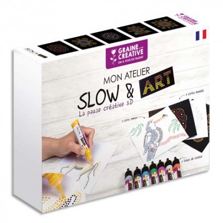 DTM Coffret Slow Art 8 crayons 10 cartes animaux et mandala