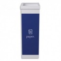 PAPERFLOW Corbeille de tri sélectif 60L en polystyrène Bleu Blanc, déchets papier, L36,3 x H76 x P26,3 cm