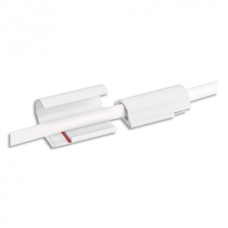 TESA Passe-câbles Blanc + 6 adhésives Powerstrip, dimensions L1,11 x H2,05 x P3,7 cm