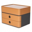 HAN Boite rangement SMART-BOX ALLISON 2 tiroirs + 1 boîte à ustensiles Dim (lxhxp) : 26x19x19,5cm caramel
