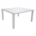 SIMMOB Table de réunion Steely pied Exprim Blanc perle alu en bois et métal - Dim : L140 x H72 x P140 cm