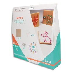 SODERTEX Kit de 10 string art Orig'Animals Assortis, avec accessoires, planche 10 x 10 cm, épaisseur 9 mm