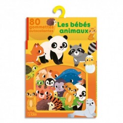 LITO DIFFUSION Boïte de 80 GomMettes adhésives colorées thème des bébés animaux, à partir de 3 ans