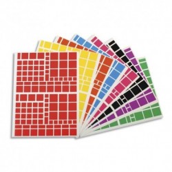 APLI Pochette de 18 planches de Gommettes carrés, tailles et couleurs assorties