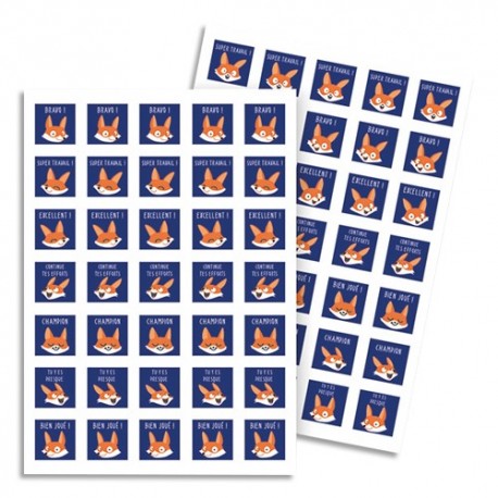 MAILDOR Sachet de 20 planches de Bon points Renards, soit 700 stickers - Format : 14,8 x 21 cm