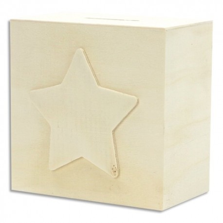 GRAINE CREATIVE Tirelire étoile en bois 10 x 10 x 6cm, à décorer : peinture, collage, mosaique, gluepatch