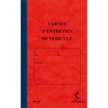 ELVE Piqûre 32 pages carnet entretien du véhicule folioté de 1 à 15. Format 21x13cm 28