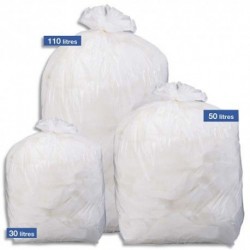 Boîte de 500 sacs poubelles traditionnels 20 litres renforcés Blanc 45x50cm 18 microns NFE