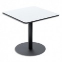 PAPERFLOW Table de restauration Mezzo carré 80x80cm. Pied noir et plateau stratifié blanc