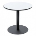 PAPERFLOW Table de restauration Mezzo ronde 80cm. Pied noir et plateau stratifié blanc