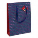 CLAIREFONTAINE Sac cadeau Adulte 26,5x14x33cm en carte 210g. Anses en coton. Coloris bleu/rouge