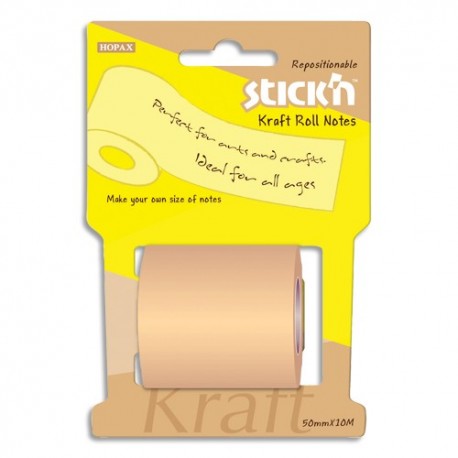 STICK'N Recharge de note repositionnable en rouleau en papier Kraft. 50 mm x 10 m.