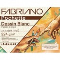 FABRIANO Pochette scolaire de 12 feuilles de papier dessin blanc à grain 224g 24X32 cm
