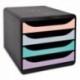 EXACOMPTA Big-Box AQUAREL 4 tiroirs Jusqu'au format A4+ Dim (lxhxp): 27,8x26,7x34,7 cm Noir/Pastel glossy