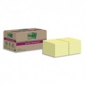 POST-IT Lot de 12 blocs notes Super Sticky Recyclées 47,6x47,6 mm. Jaune Pastel.