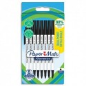 PAPERMATE Sachet de 8 stylos à bille KILOMETRICO à capuchon, recyclé à 80%. Pointe moyenne 1.0 mm - noir