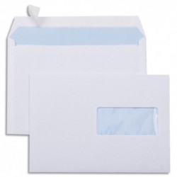 GPV Boîte de 500 enveloppes velin Blanc 80g C5 162x229mm auto-adhésives avec fenêtre 45x100mm
