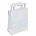 Lot 50 sac en papier kraft blanc 80 g/m². Poignées plates. Dimension 32x40cm. Soufflets latéraux 15