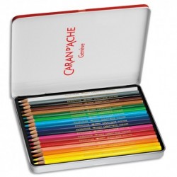 CARAN D'ACHE Boîte métal de 18 crayons de couleur Aquarellable SWISSCOLOR METAL SWISS DRAPEAU