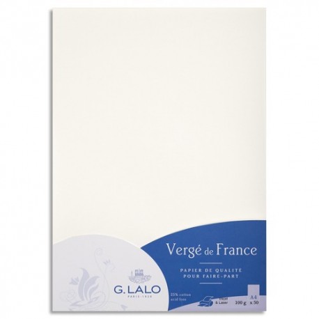 CLAIREFONTAINE Etui de 50 feuilles 100g LALO vergé 21x29,7cm. Coloris Blanc