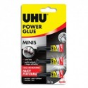 UHU Colle Power Glue liquide Mini de 3x1gr. Idéal pour petites zones. Colle support solide et flexible