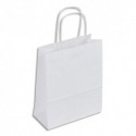 Lot 50 sac en papier kraft blanc 90 g/m². Poignées torsadées.Dimension 22x31cm Soufflets latéraux 10 cm