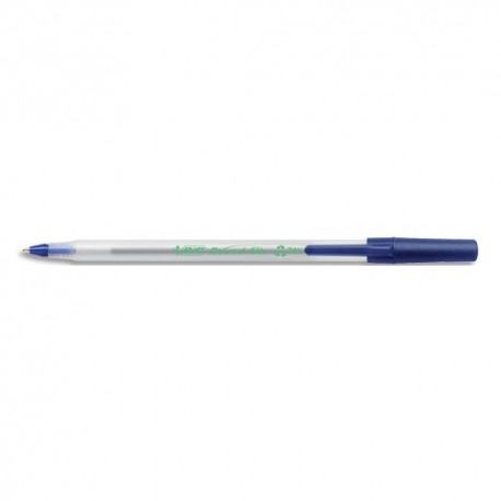 BIC Boîte de 60 stylos billes Round Stic ECOlutions 74% de matériaux recyclés. Pointe 1,0mm. Encre bleue
