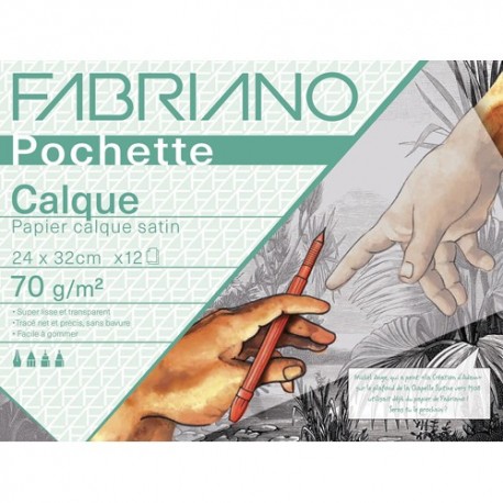FABRIANO Pochette scolaire de 12 feuilles de papier calque 70g 24X32 cm