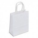 Lot 50 sac en papier kraft blanc 100 g/m². Poignées torsadées. Dimension 32x44cm. Soufflet latéral 12 cm
