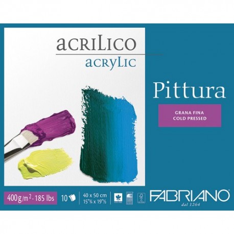 FABRIANO Papier Premium Pittura. 10 Feuilles 30 x 40 cm. Blanc 400g. Idéal pour lacrylique et gouache