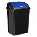 CEP Poubelle à couvercle basculant bleu 50 litres, en polypropylène recyclable L40,5 x H68,5 x P31 cm