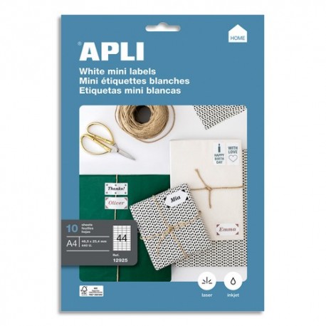 AGIPA Pochette de 440 étiquettes multi-usage blanches 48,5 x 25,4mm